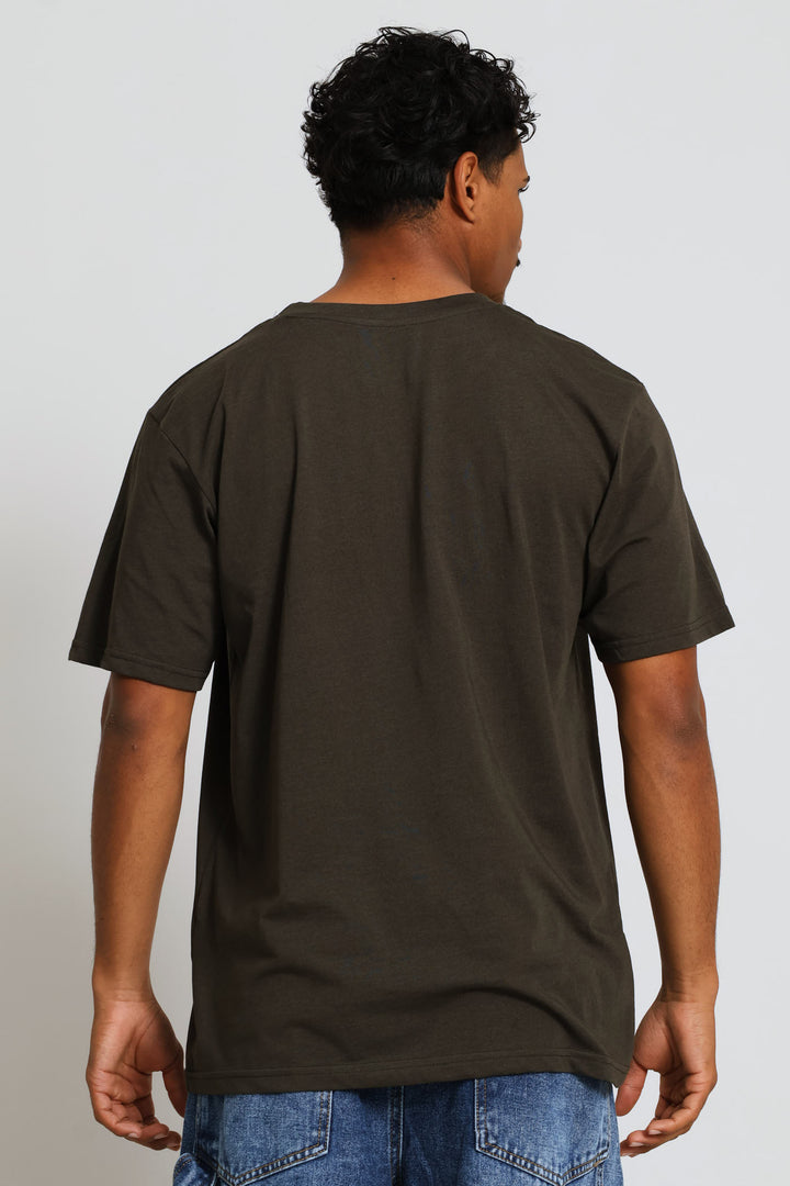 Chest Print Basic Tee - Fatigue