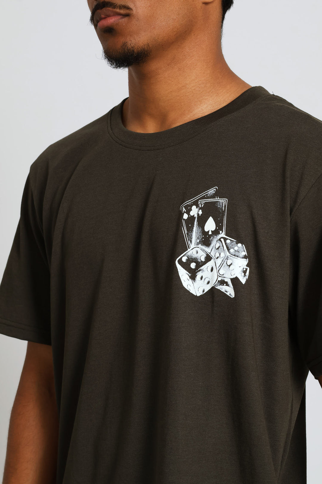 Chest Print Basic Tee - Fatigue