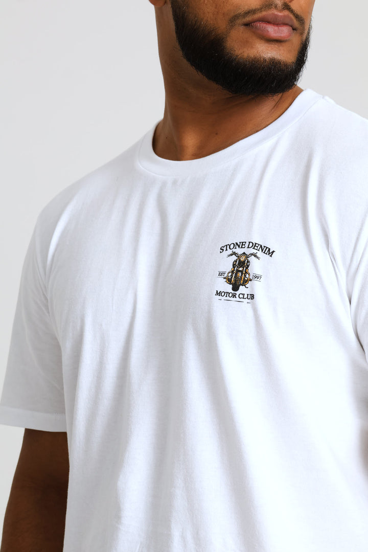 Sa Embroidered Chest Heavy Weight Tee - White
