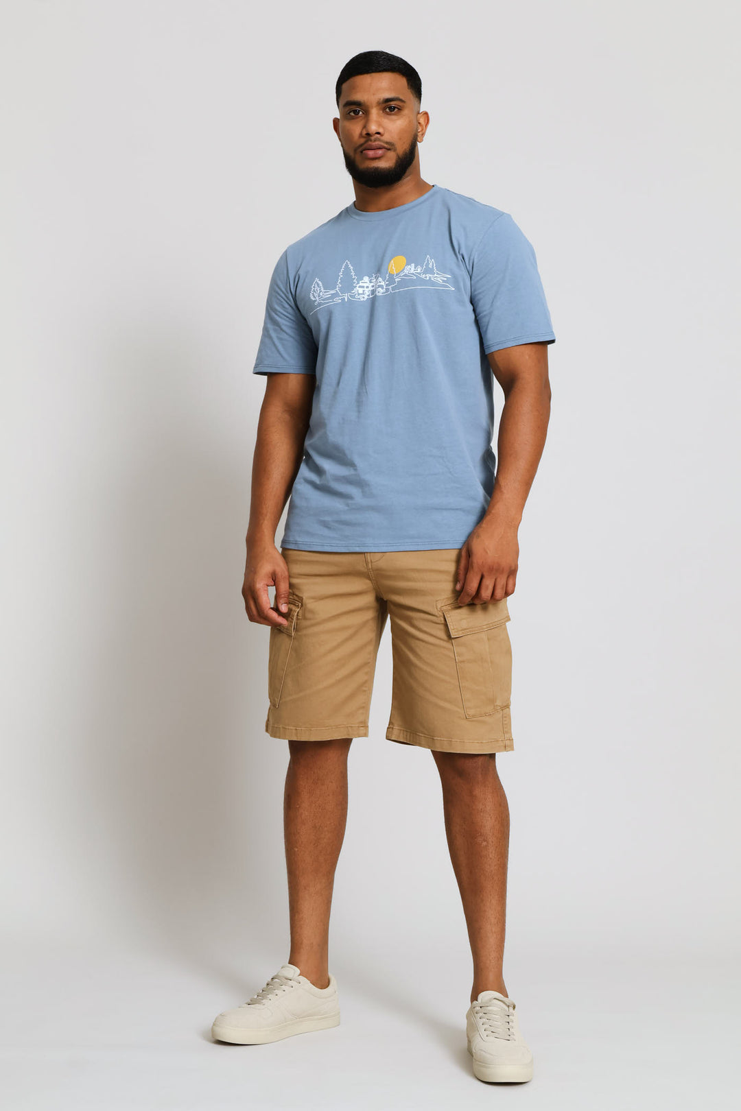 Camper Van Woods Tee - Dusty Blue
