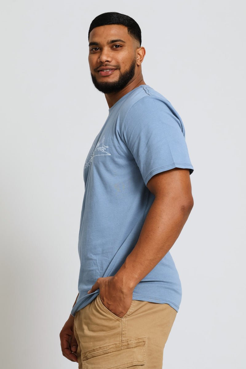 Camper Van Woods Tee - Dusty Blue