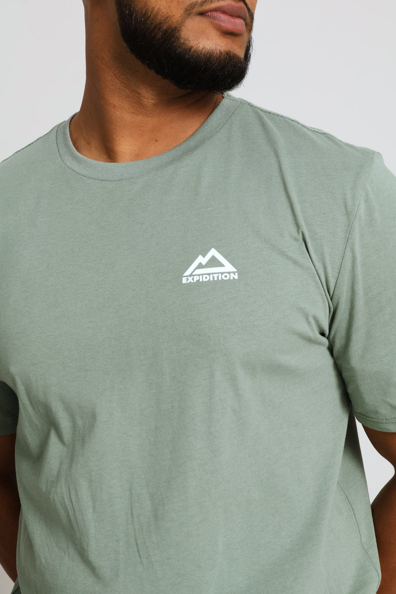 Stone Alps Tee Front & Back Tee - Sage