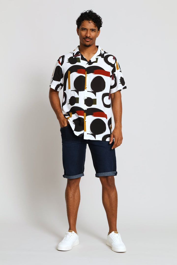 Printed Viscose Shirt - White