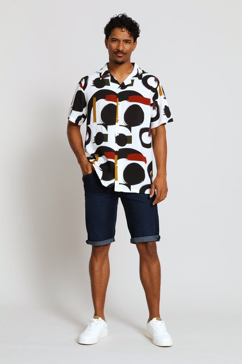 Printed Viscose Shirt - White