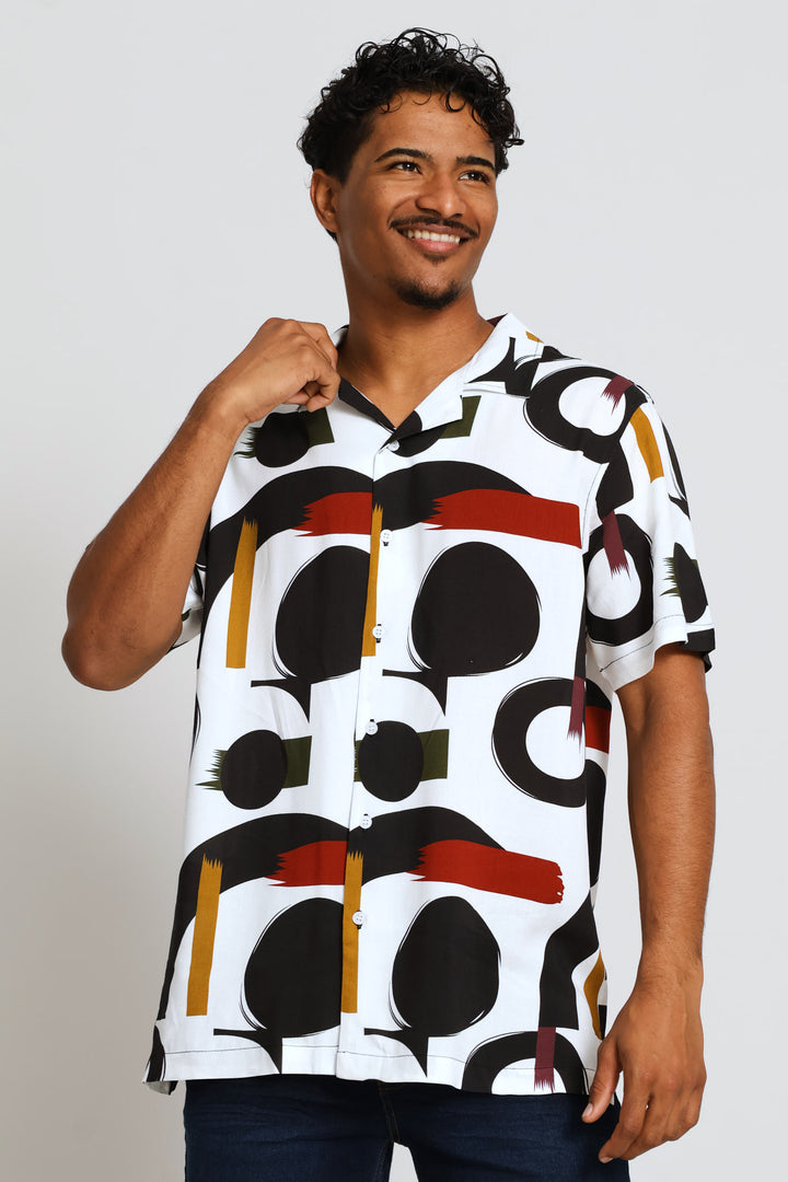 Printed Viscose Shirt - White
