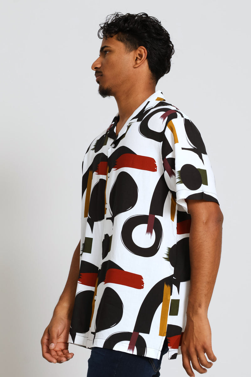 Printed Viscose Shirt - White