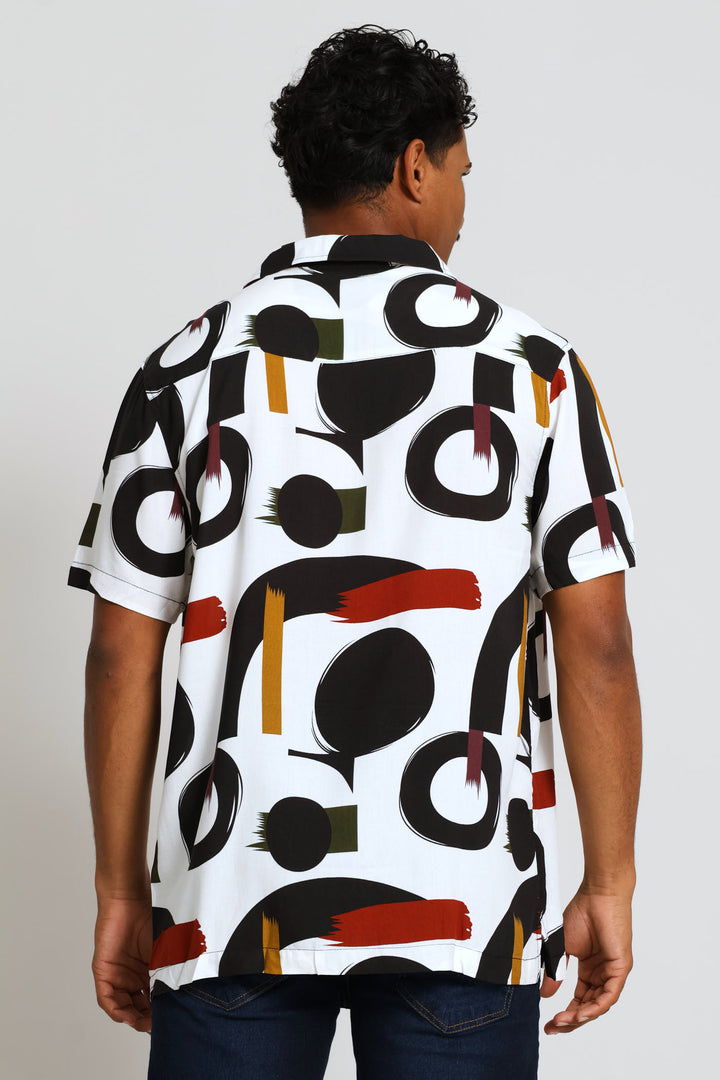 Printed Viscose Shirt - White
