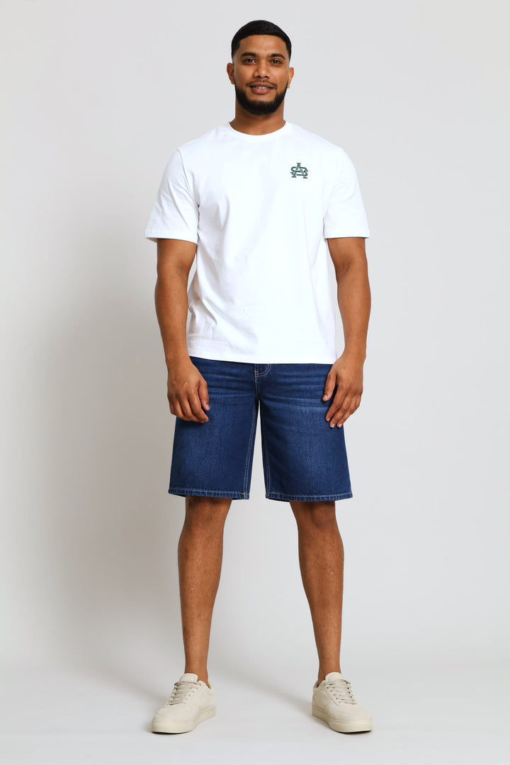 Biker Chest Print Tee - White