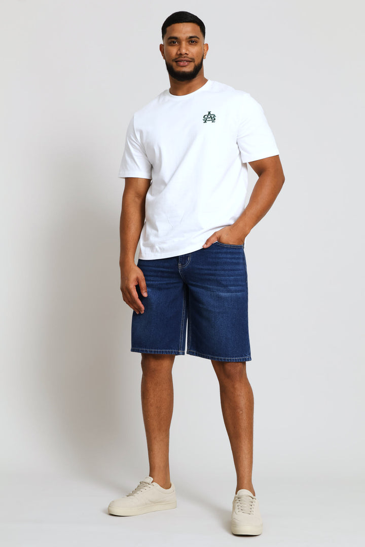 Cross Hatch Rigid Denim Shorts - Dark Wash