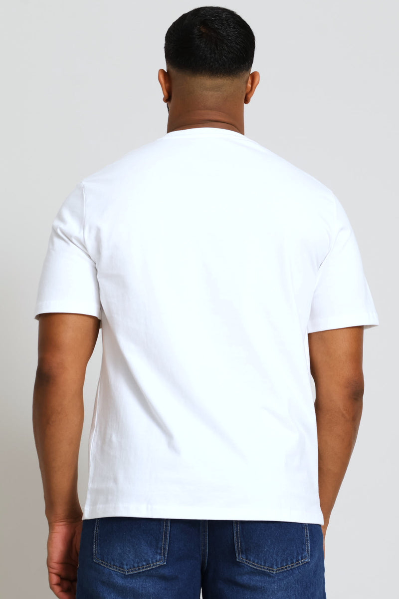 Biker Chest Print Tee - White