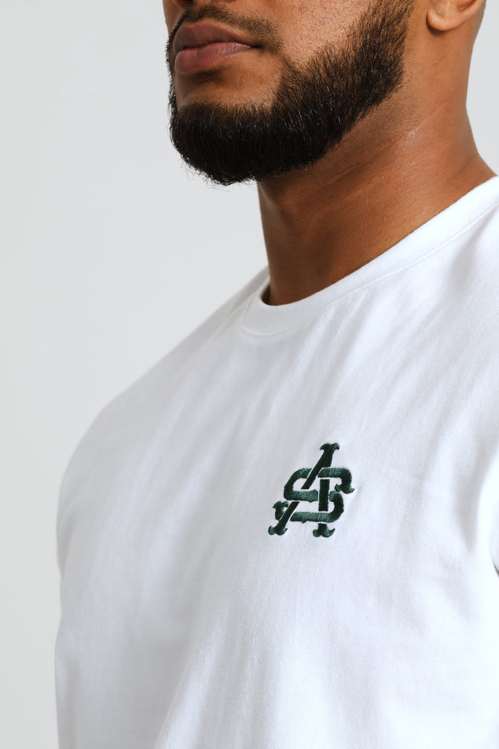 Biker Chest Print Tee - White