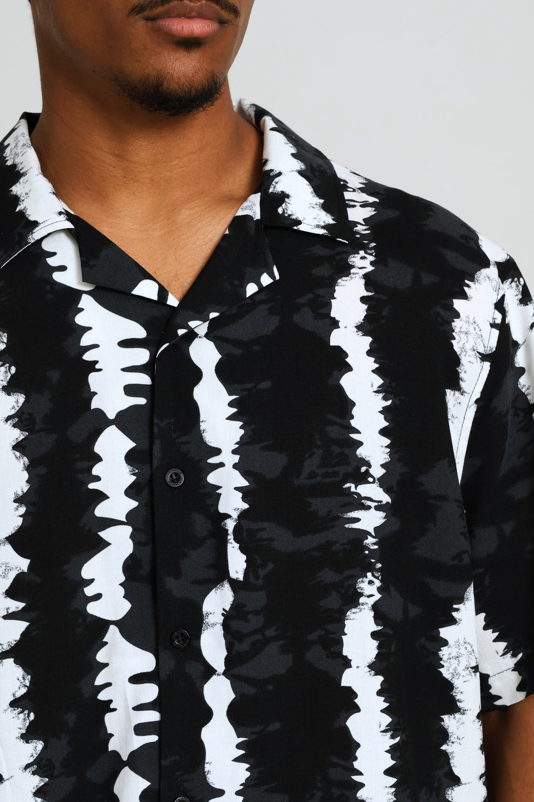 Wavy Stretch Viscose Shirt - Black