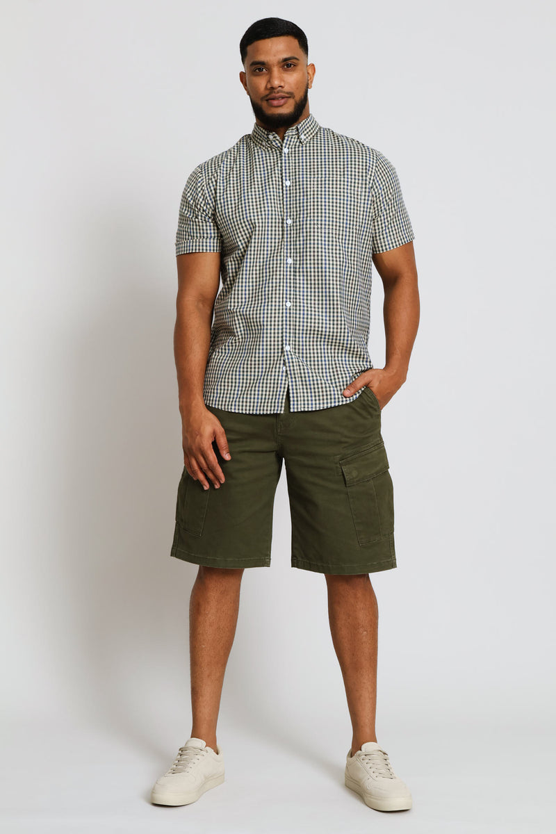 Fine Check Shirt - Stone/Green/Blue