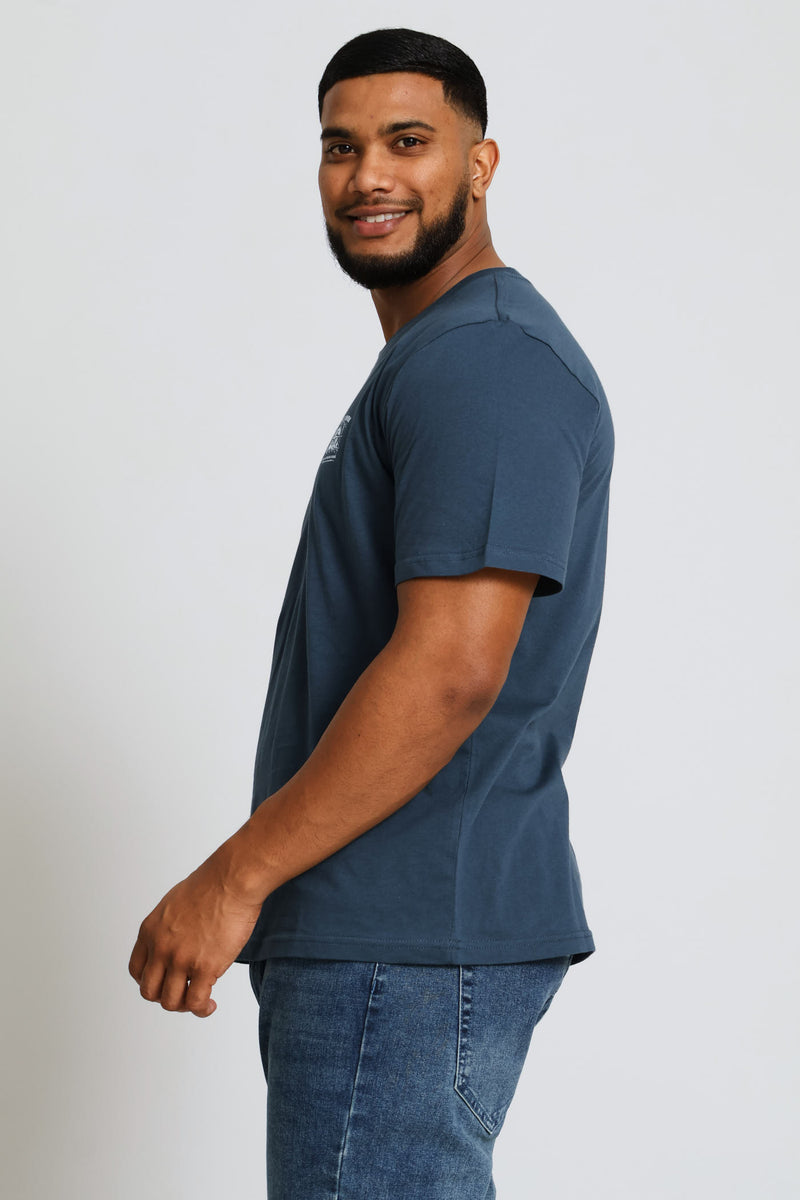 Compass Chest Print Tee - Petrol
