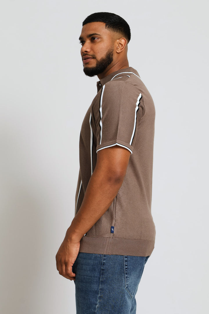 Fine Stripe Fine Guage Golfer - Mocha