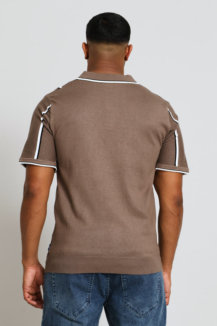 Fine Stripe Fine Guage Golfer - Mocha