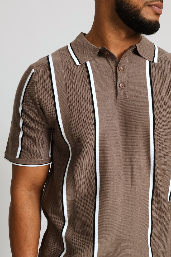 Fine Stripe Fine Guage Golfer - Mocha