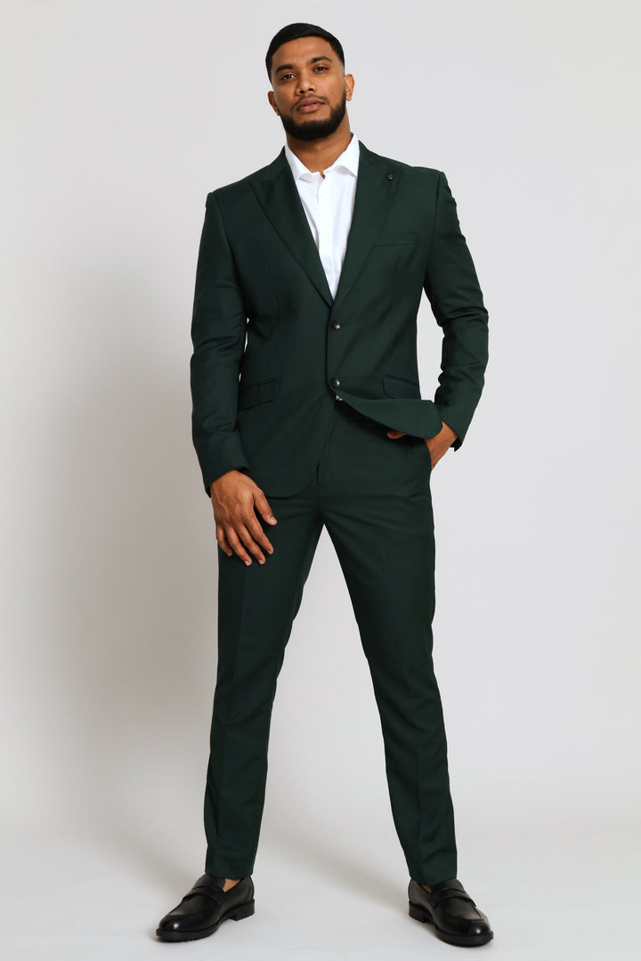 Slim Fit Viscose Blend Suit Trouser - Olive
