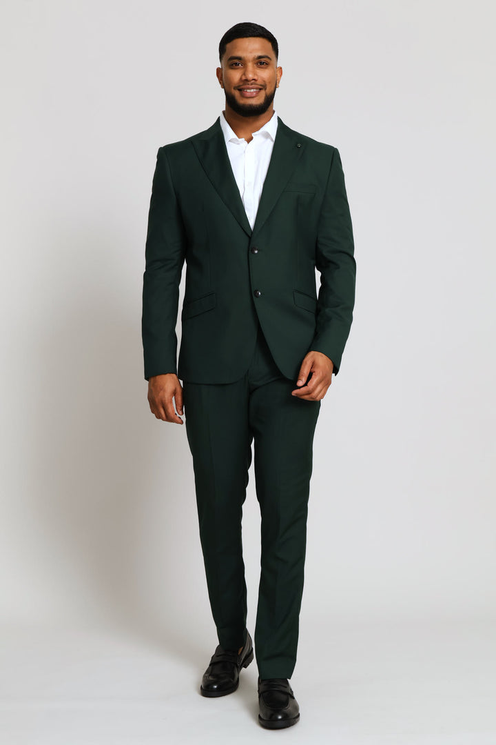 Slim Fit Viscose Blend Suit Jacket - Olive