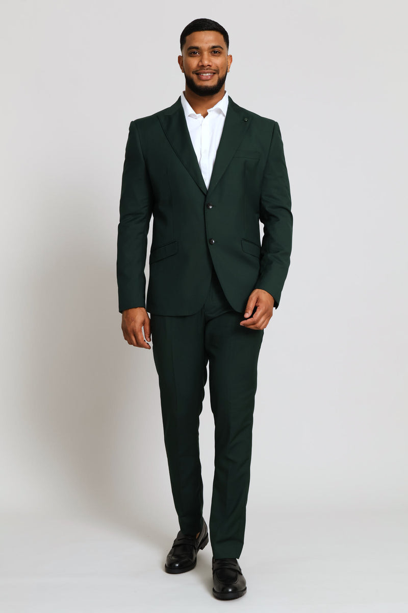 Slim Fit Viscose Blend Suit Jacket - Olive