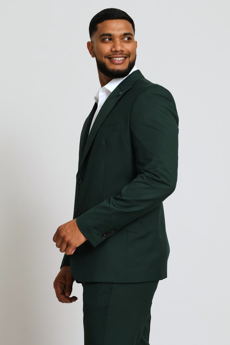 Slim Fit Viscose Blend Suit Jacket - Olive