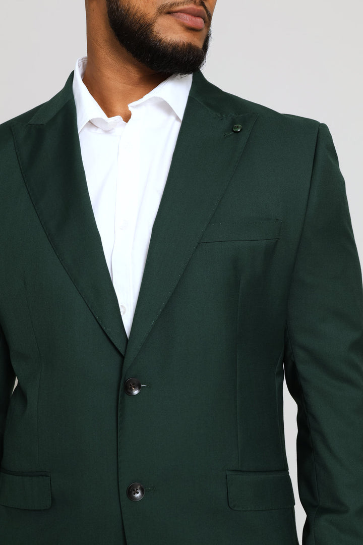 Slim Fit Viscose Blend Suit Jacket - Olive