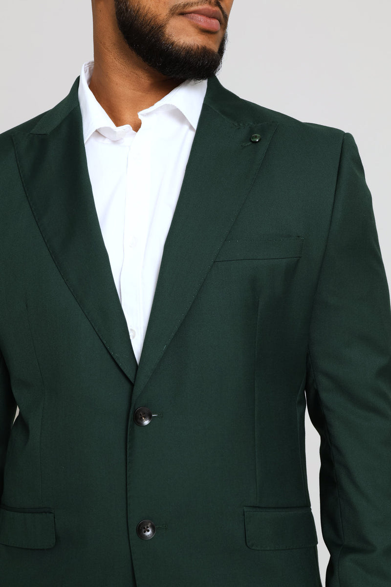 Slim Fit Viscose Blend Suit Jacket - Olive