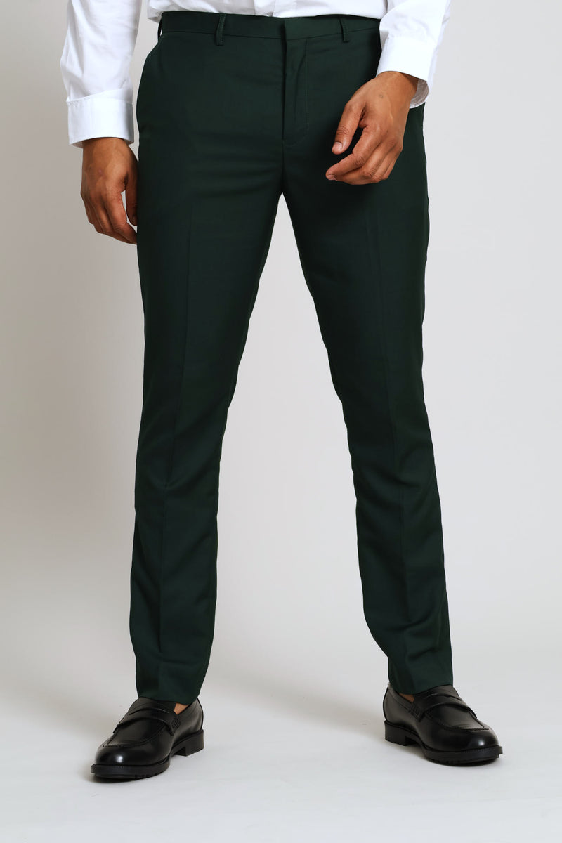 Slim Fit Viscose Blend Suit Trouser - Olive