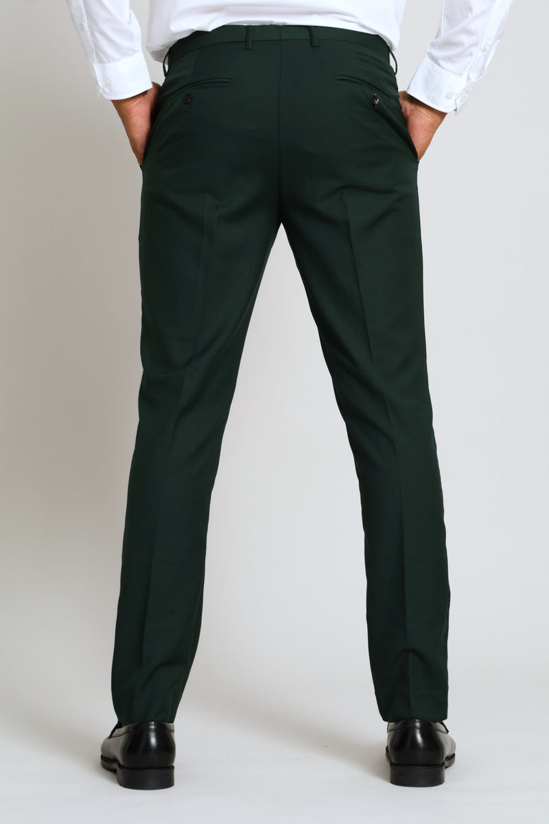 Slim Fit Viscose Blend Suit Trouser - Olive