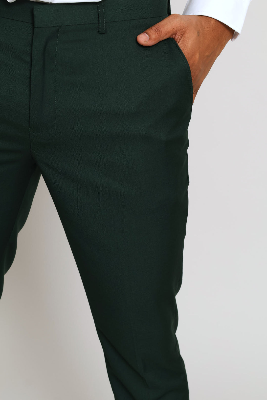 Slim Fit Viscose Blend Suit Trouser - Olive