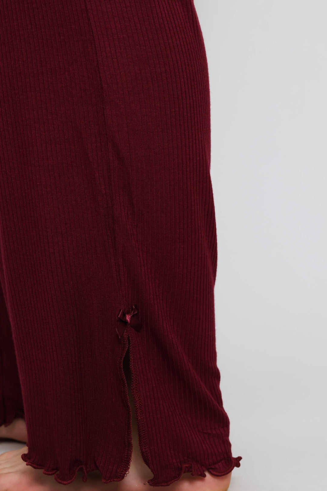 Straight Leg Rib Sleep Pant - Burgundy