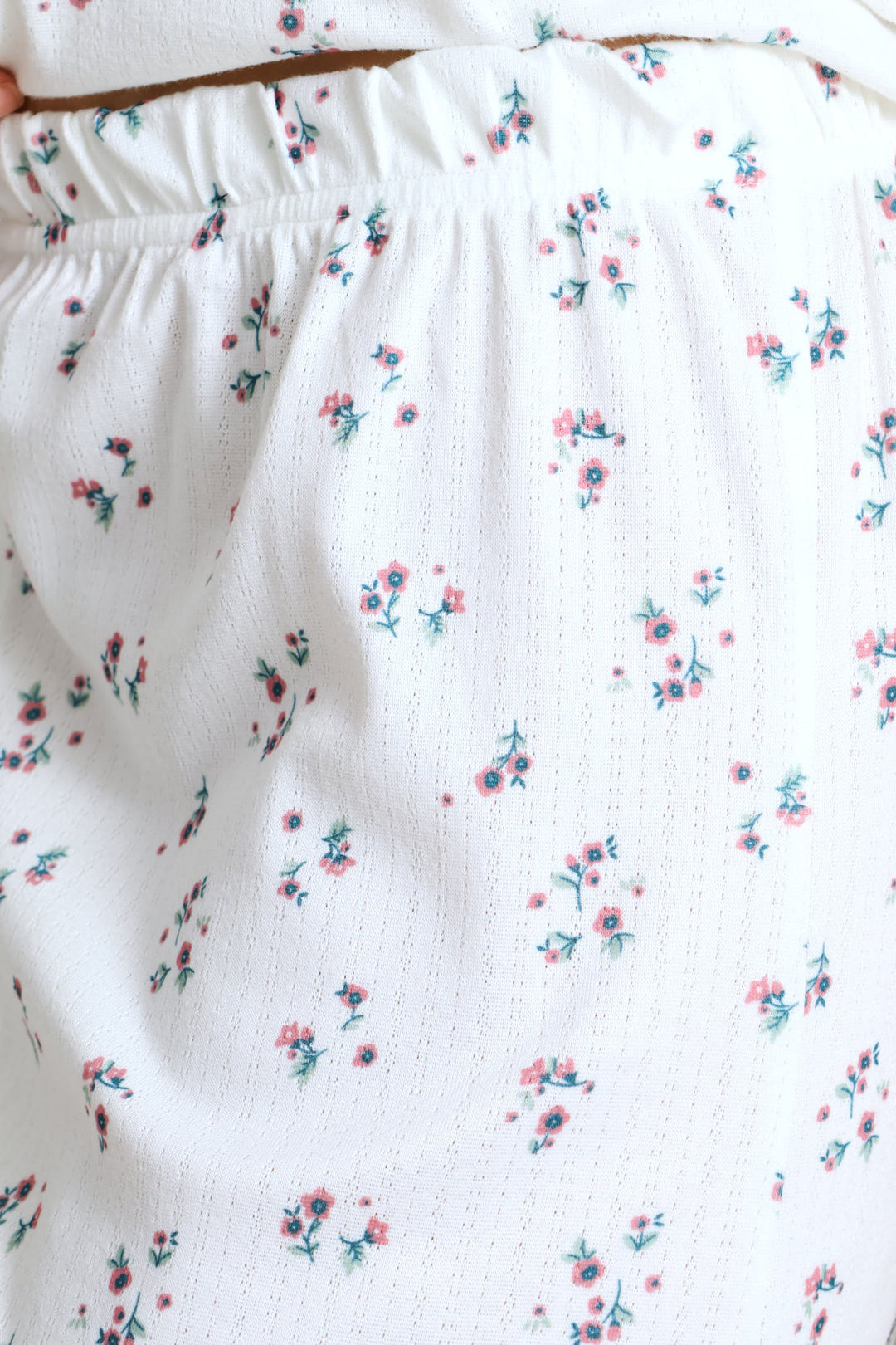 Brushed Pointelle Ditsy Sleep Pant - White