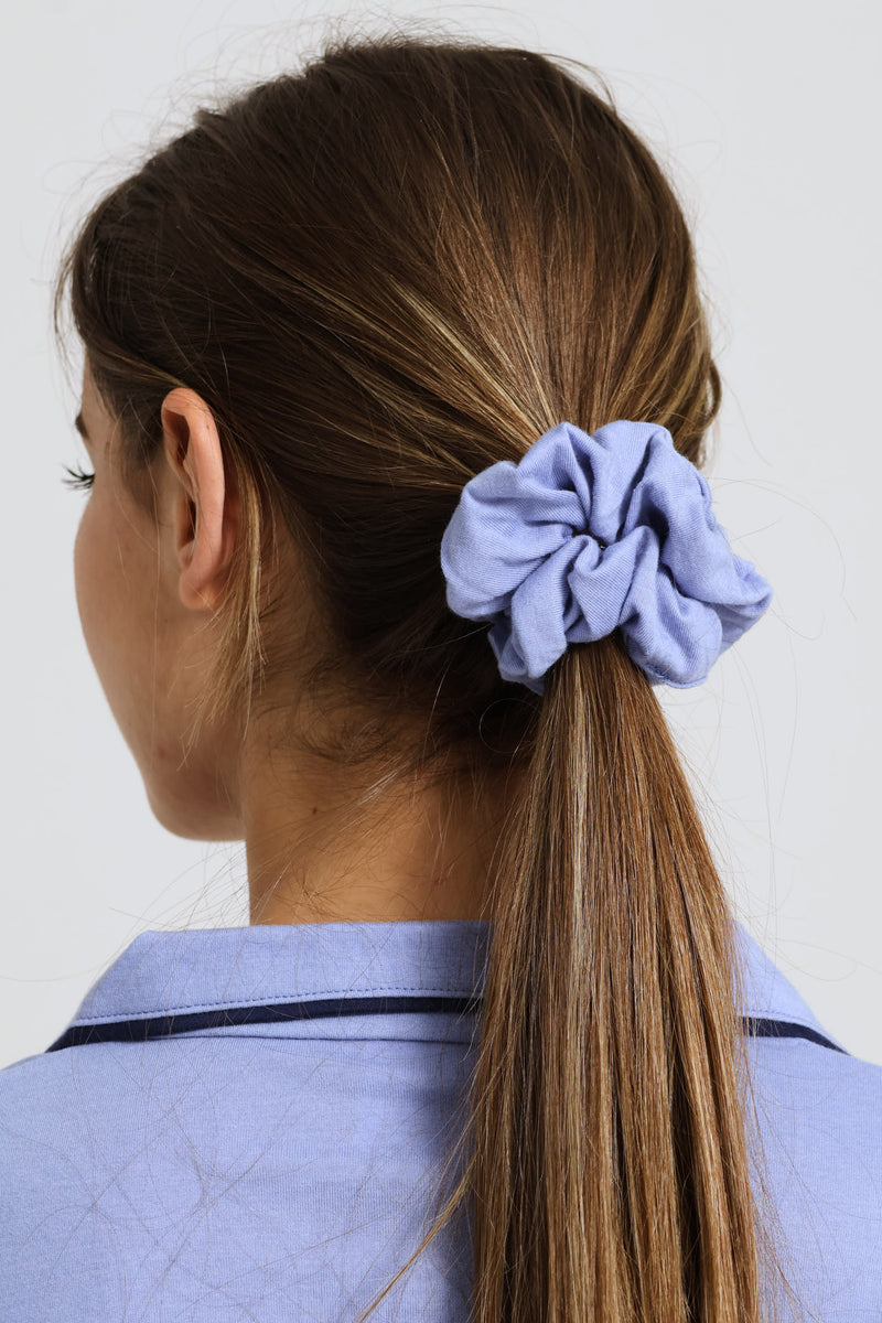 Piping Detail Long Sleeve Button Through & Knit Pant Set - Blue