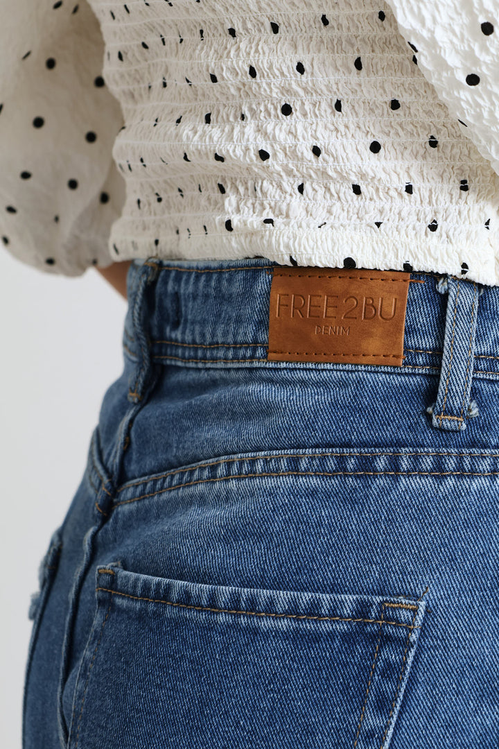 Ripped Knee Boyfriend Denim Jean - Mid Blue