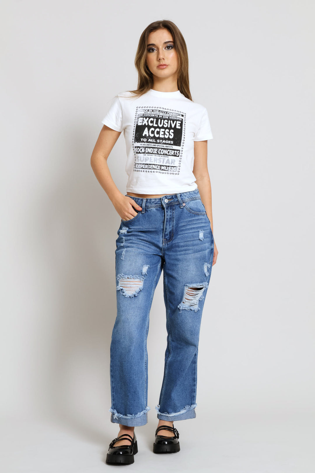 Embellished Rock Tee - Off White