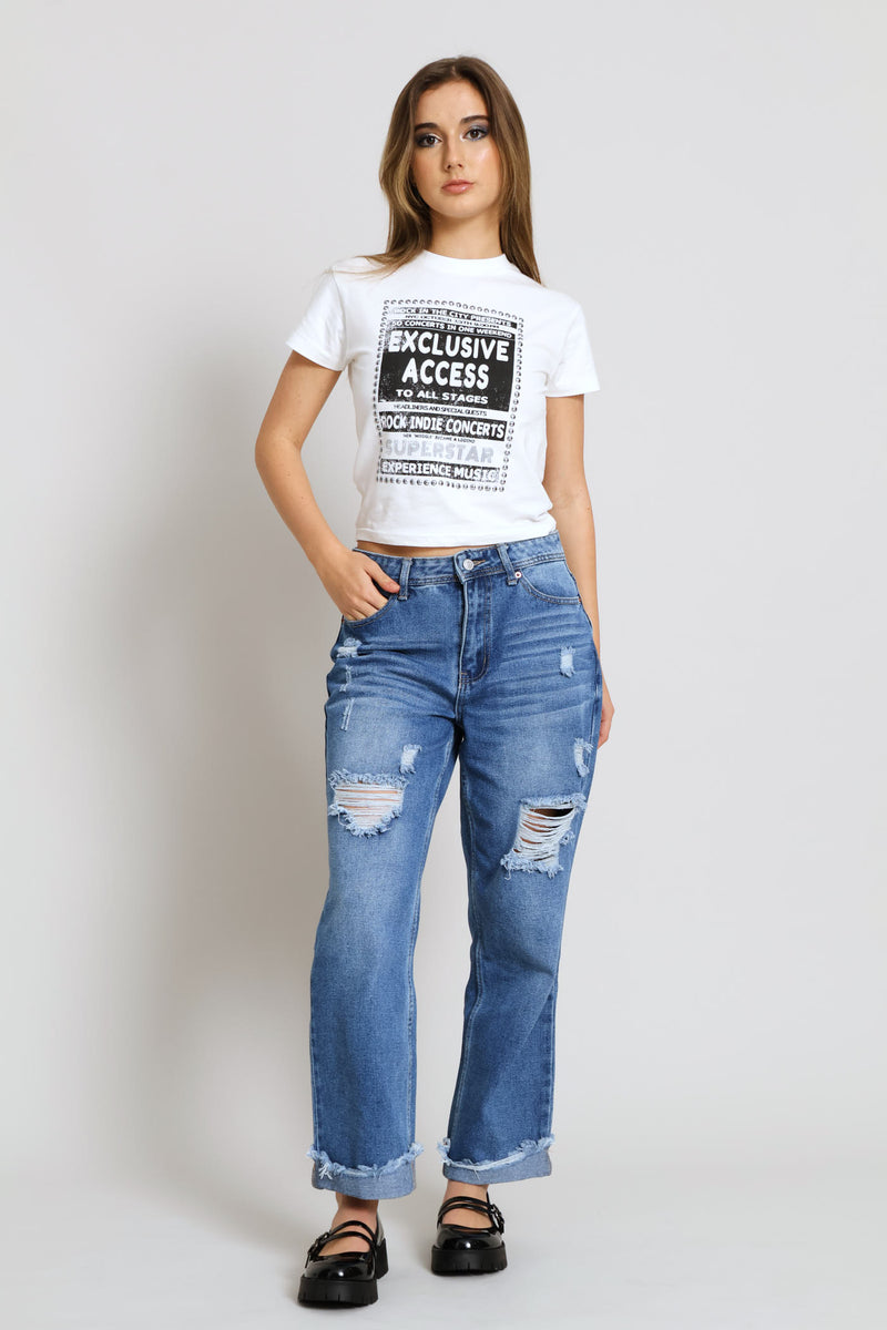 Embellished Rock Tee - Off White
