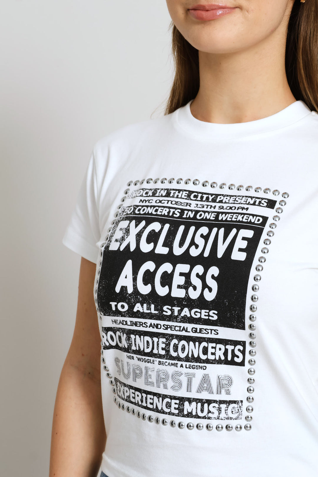 Embellished Rock Tee - Off White