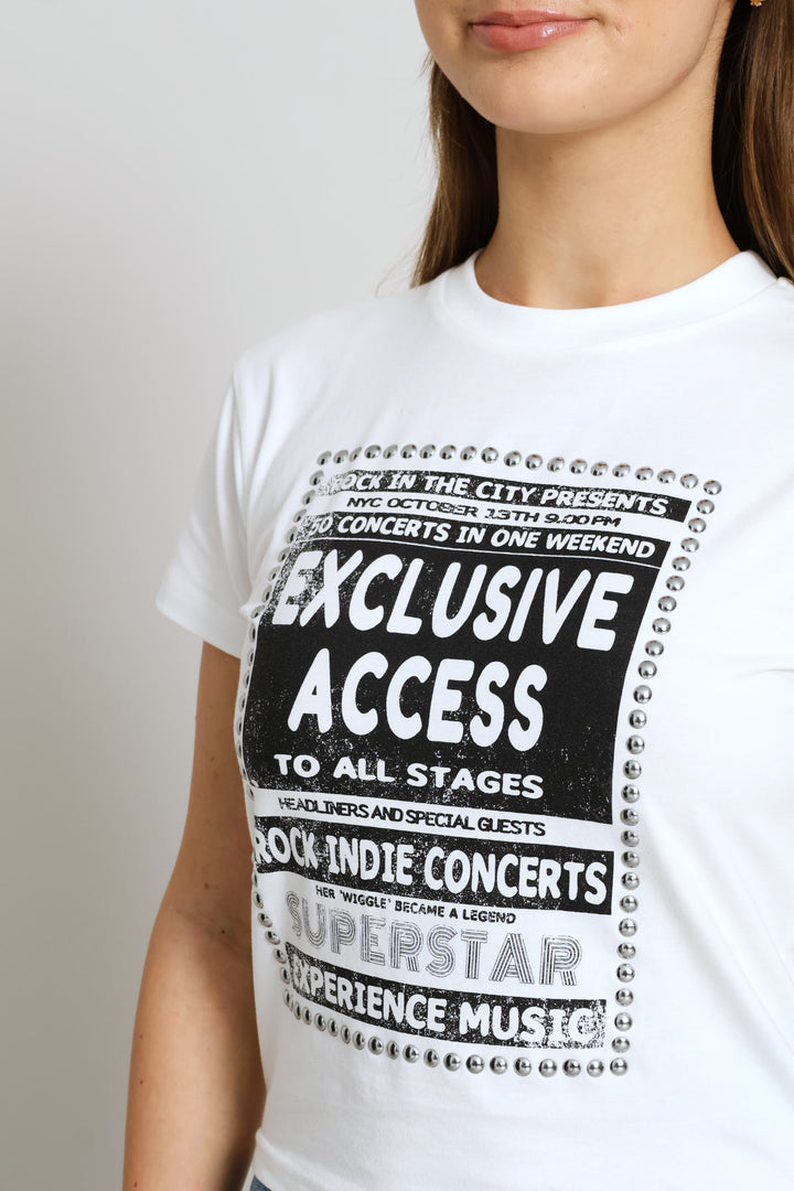 Embellished Rock Tee - Off White