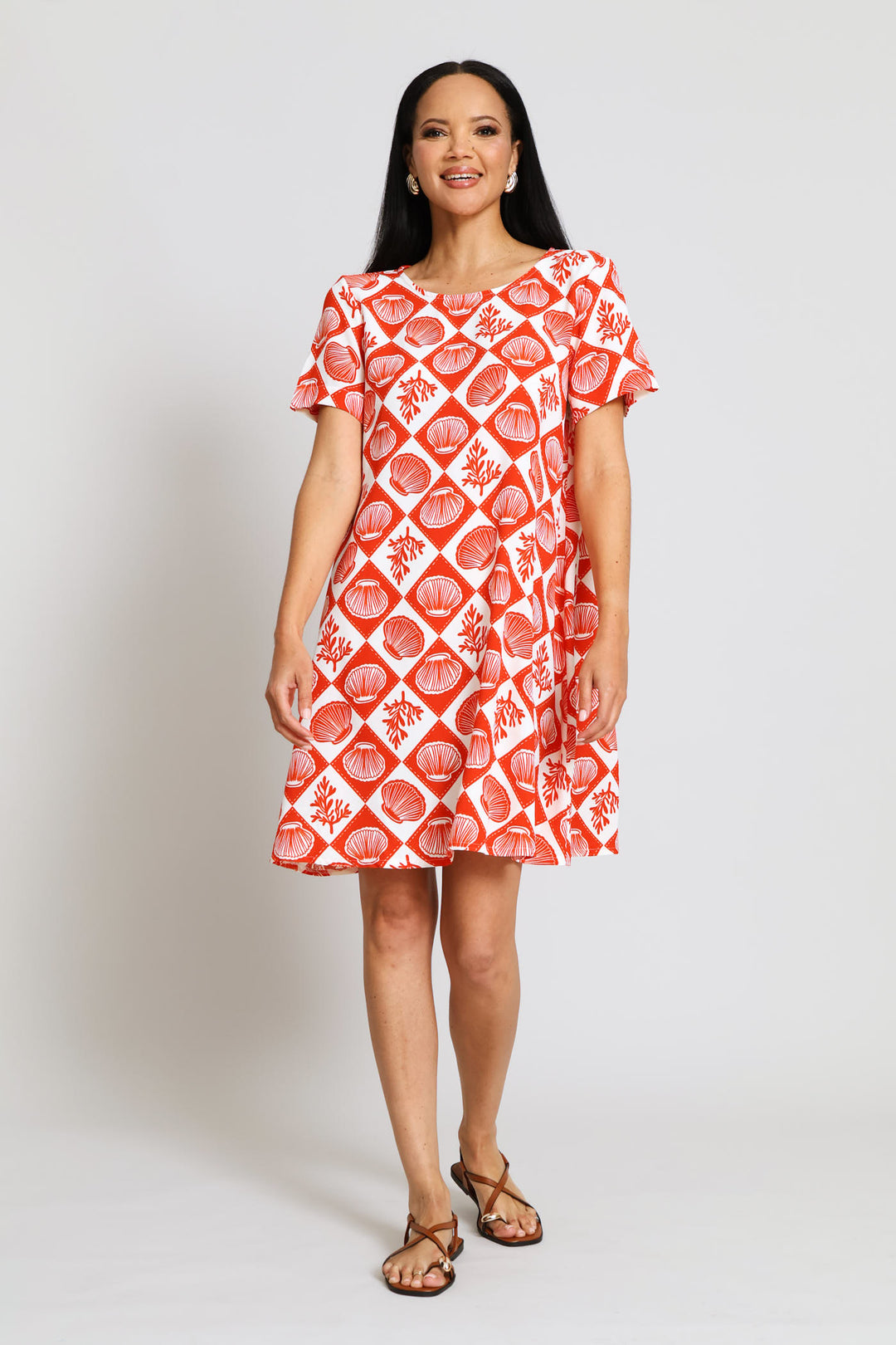 Woven T-Shirt Shift Mini Dress - Multi