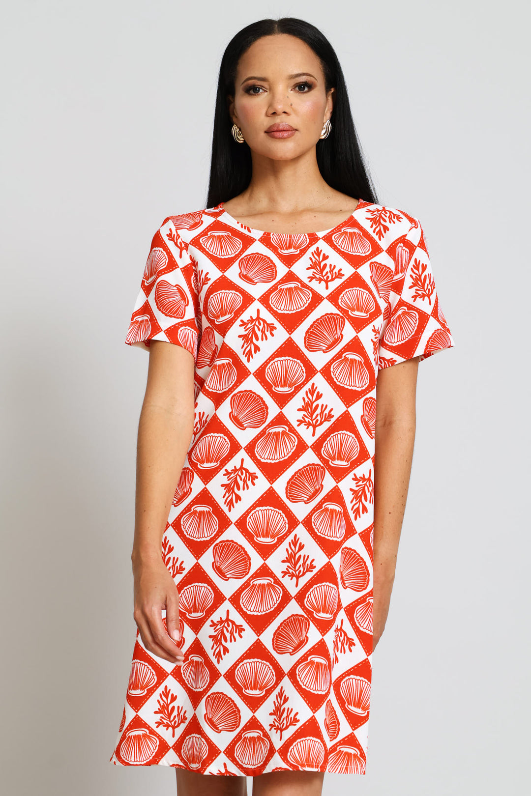 Woven T-Shirt Shift Mini Dress - Multi