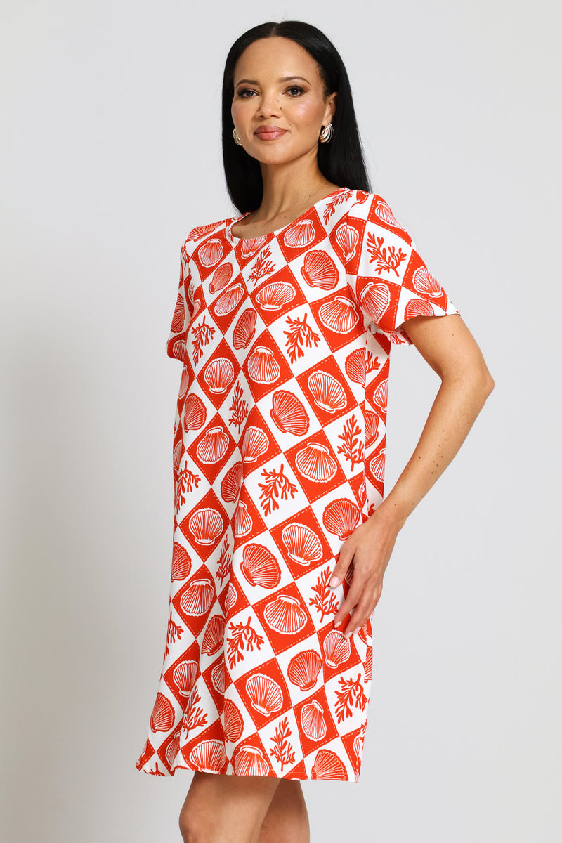 Woven T-Shirt Shift Mini Dress - Multi