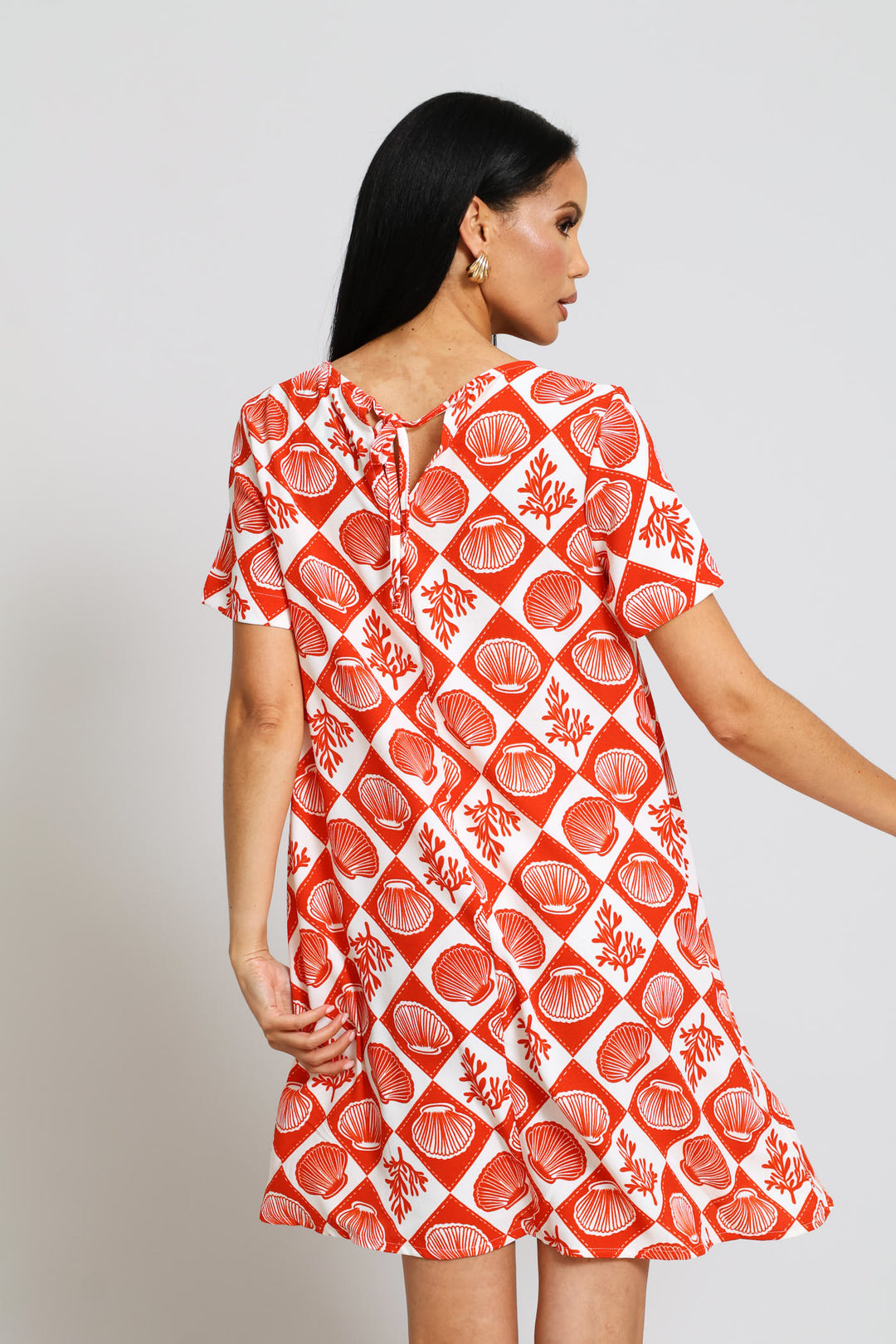 Woven T-Shirt Shift Mini Dress - Multi