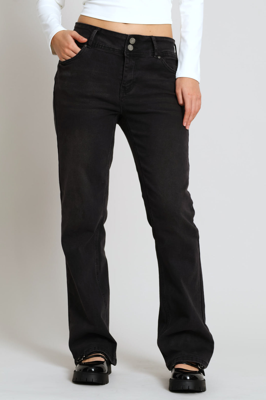 Bootleg Stretch Denim - Black Rinse Wash
