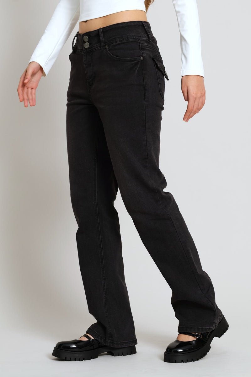 Bootleg Stretch Denim - Black Rinse Wash