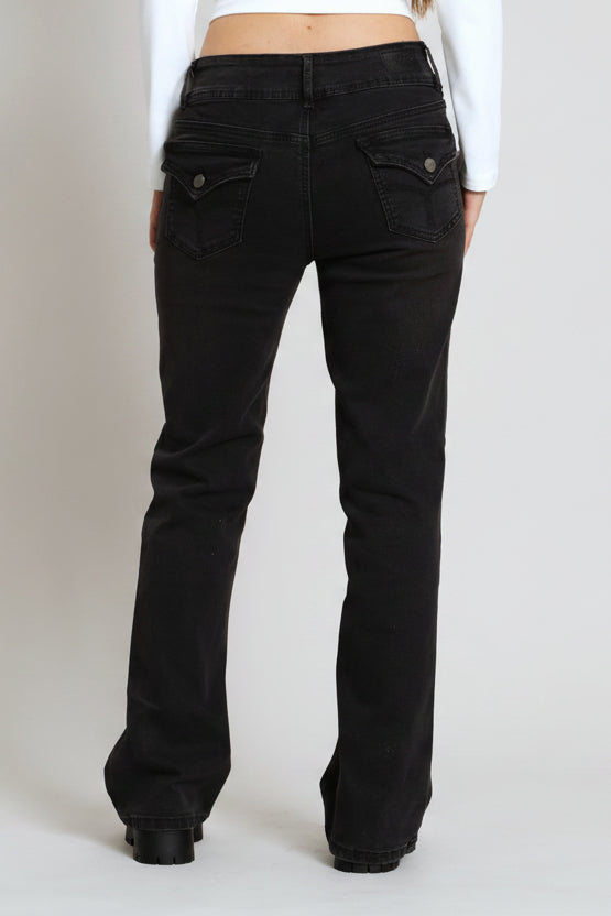 Bootleg Stretch Denim - Black Rinse Wash