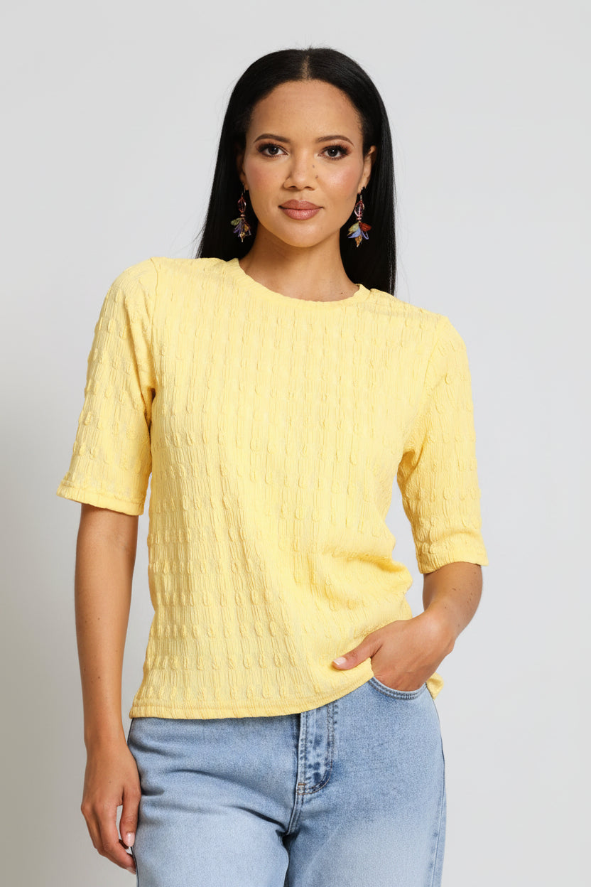 Bubble Waffle Tee - Light Yellow