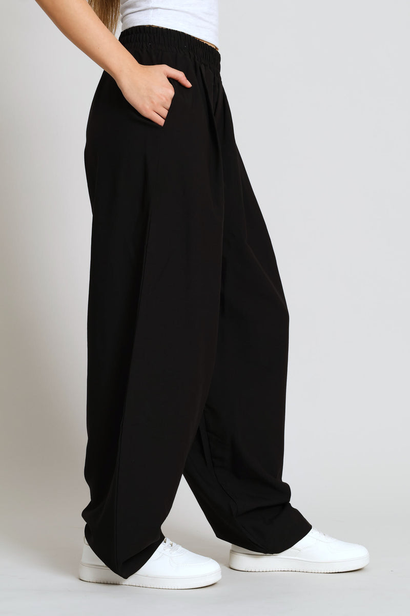 Oversized Crop Barrel Trouser - Black