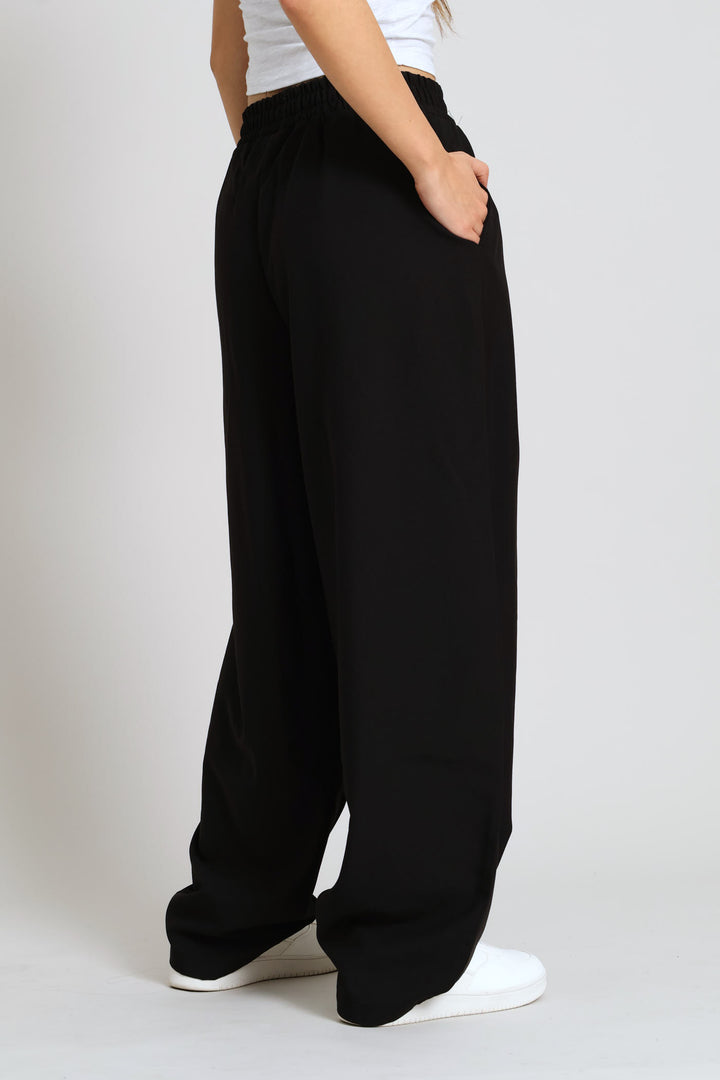 Oversized Crop Barrel Trouser - Black