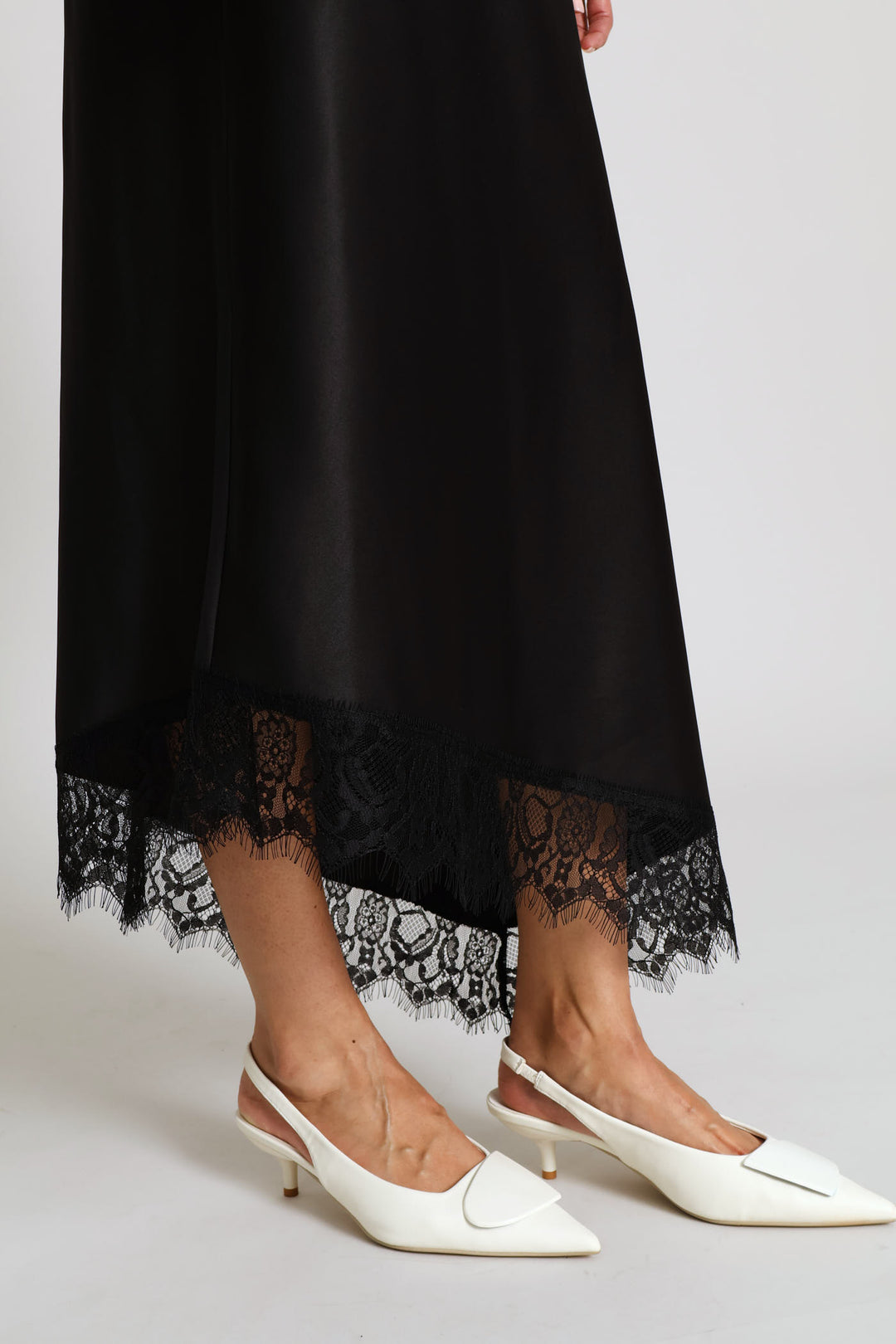 Eyelash Hem Slip Maxi Skirt - Black