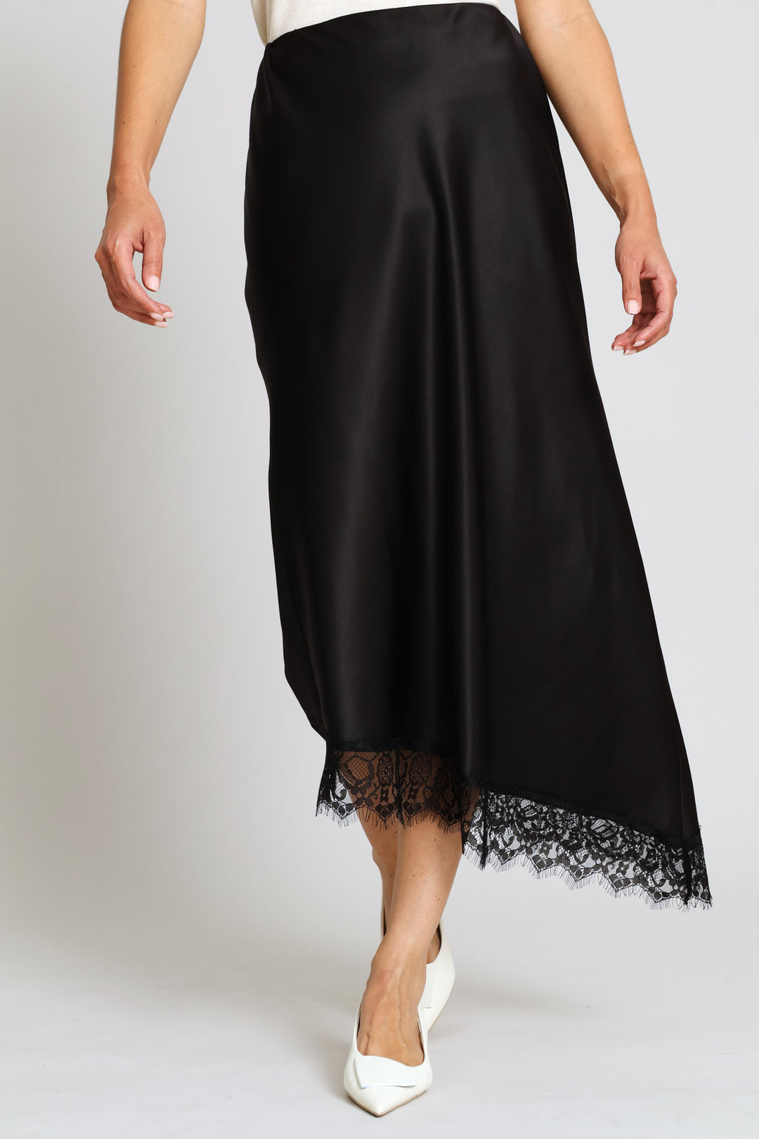 Eyelash Hem Slip Maxi Skirt - Black